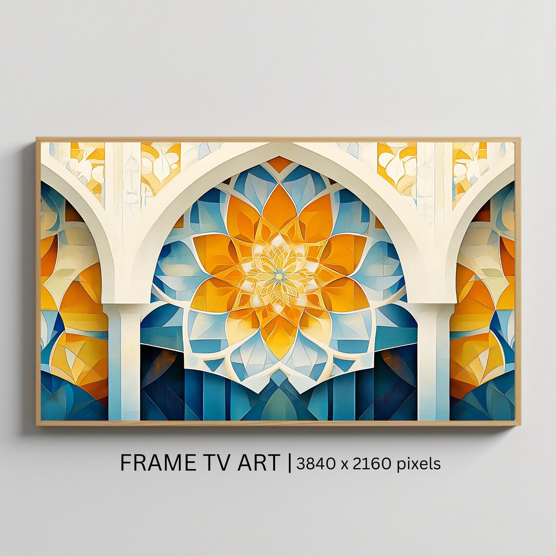 Islamic Geometric Arch Mosaic Blue Gold Mosque Art Deco Wall Poster