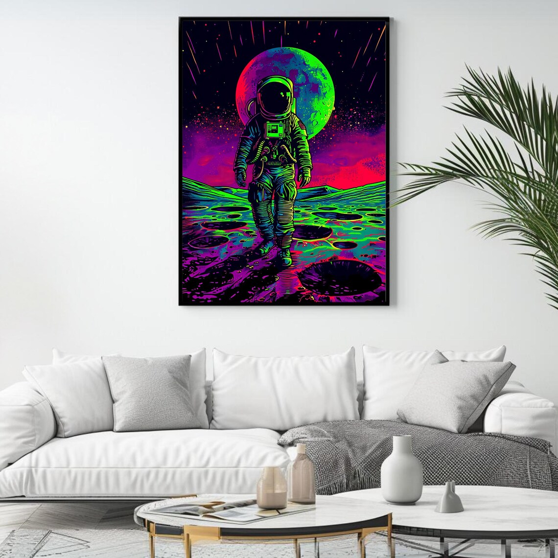 Neon Astronaut Psychedelic Retro Sci-Fi Art Print - Image 4