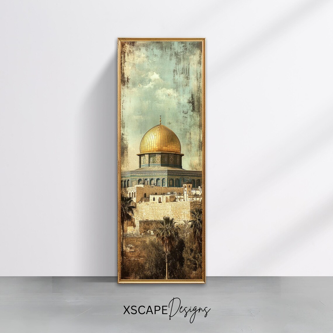Dome Of The Rock Vintage Texture Gold Dome Jerusalem Skyline Poster