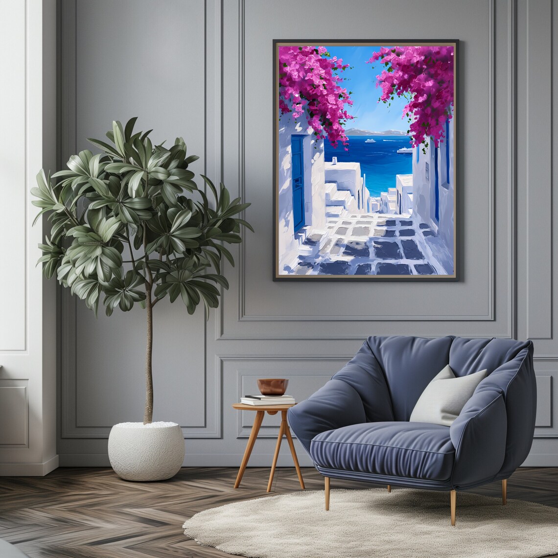 Santorini Greece, Mediterranean Seaside View Art Print - Image 3