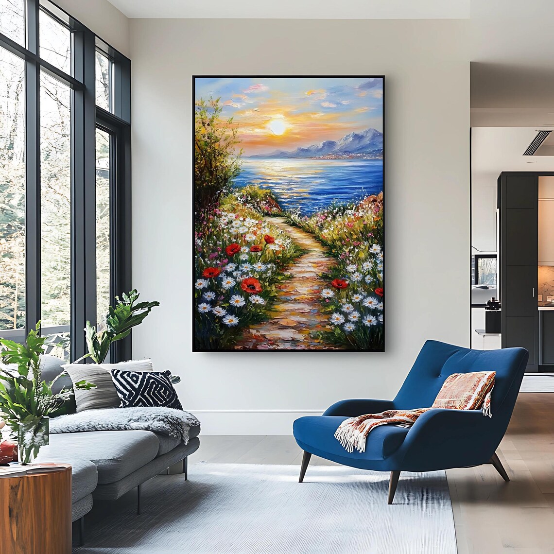 Coastal Sunset Path Scenic Landscape Art Print - Image 2