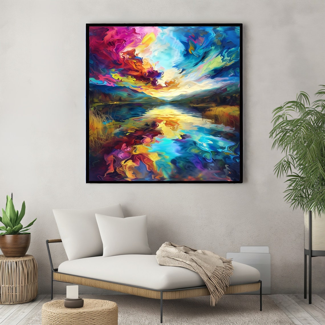 Nature Lake Reflection Wall Art Print Serene Landscape Square Artwork Poster - Image 3
