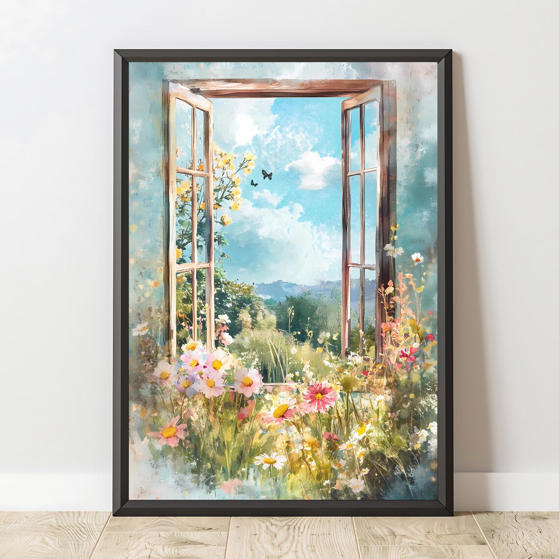 Open Window Floral View Art Print, Countryside Decor - Image 2