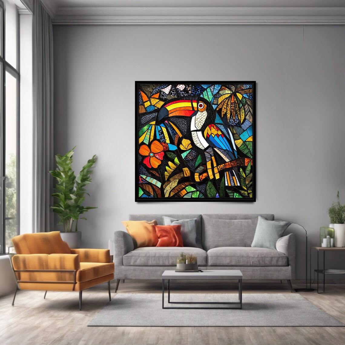 Stained Glass Toucan Tropical Mosaic Vibrant Colorful Bird Art Print - Image 2