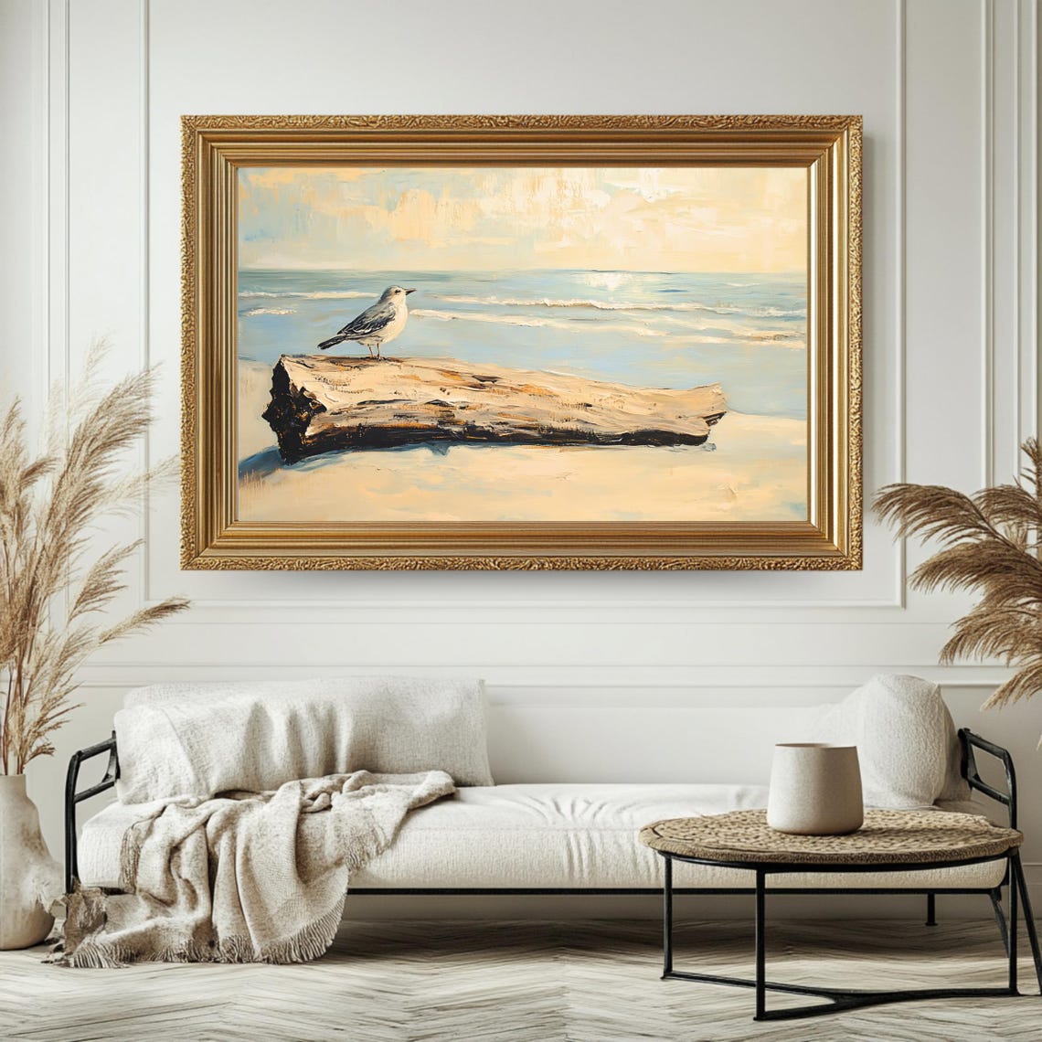 Vintage Coastal Art Print Seagull Beach Wall Art Tranquil Ocean Scene Seaside Nautical Home Decor - Image 4