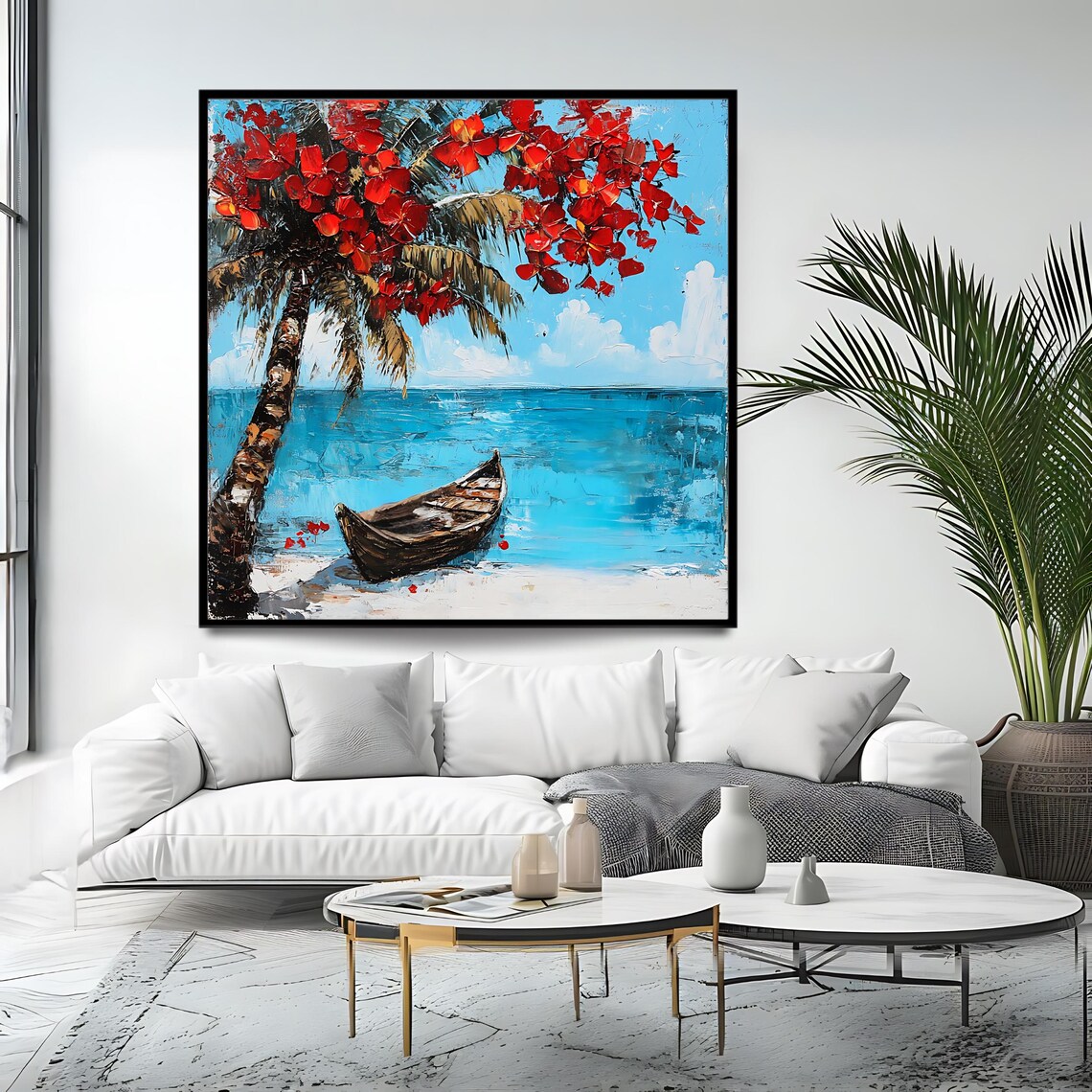 Tropical Beach Art Print, Coastal Palm Tree Decor - Image 4