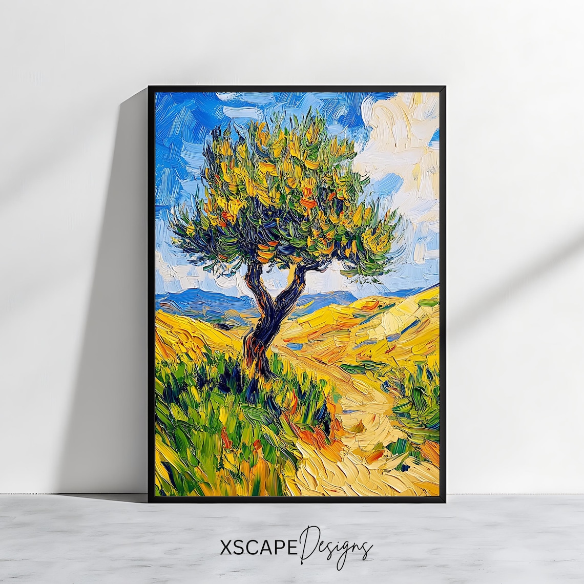 Vibrant Tree Landscape, Scenic Decor Art Print