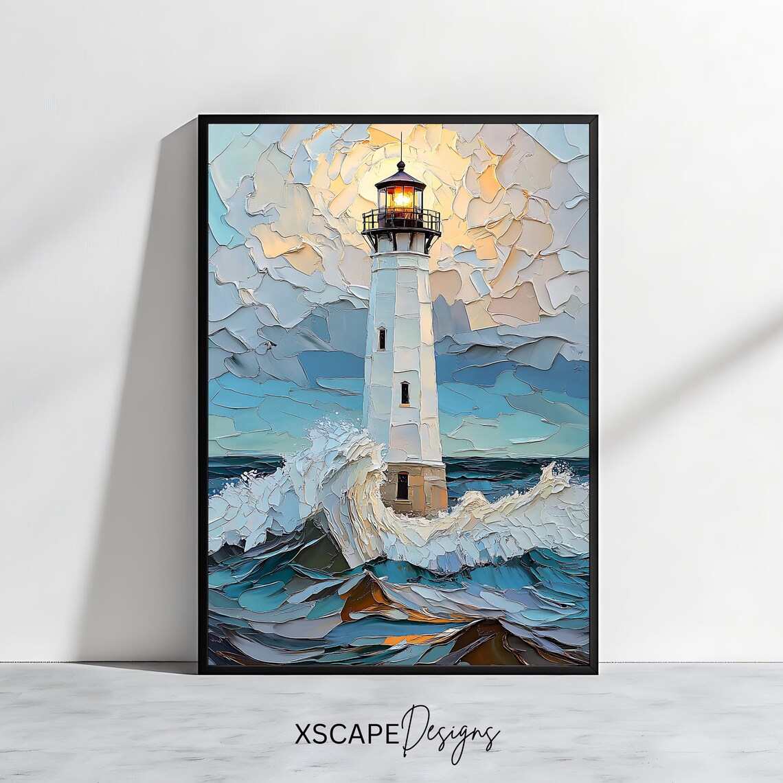 Lighthouse Art Print, Coastal Nautical Artwork