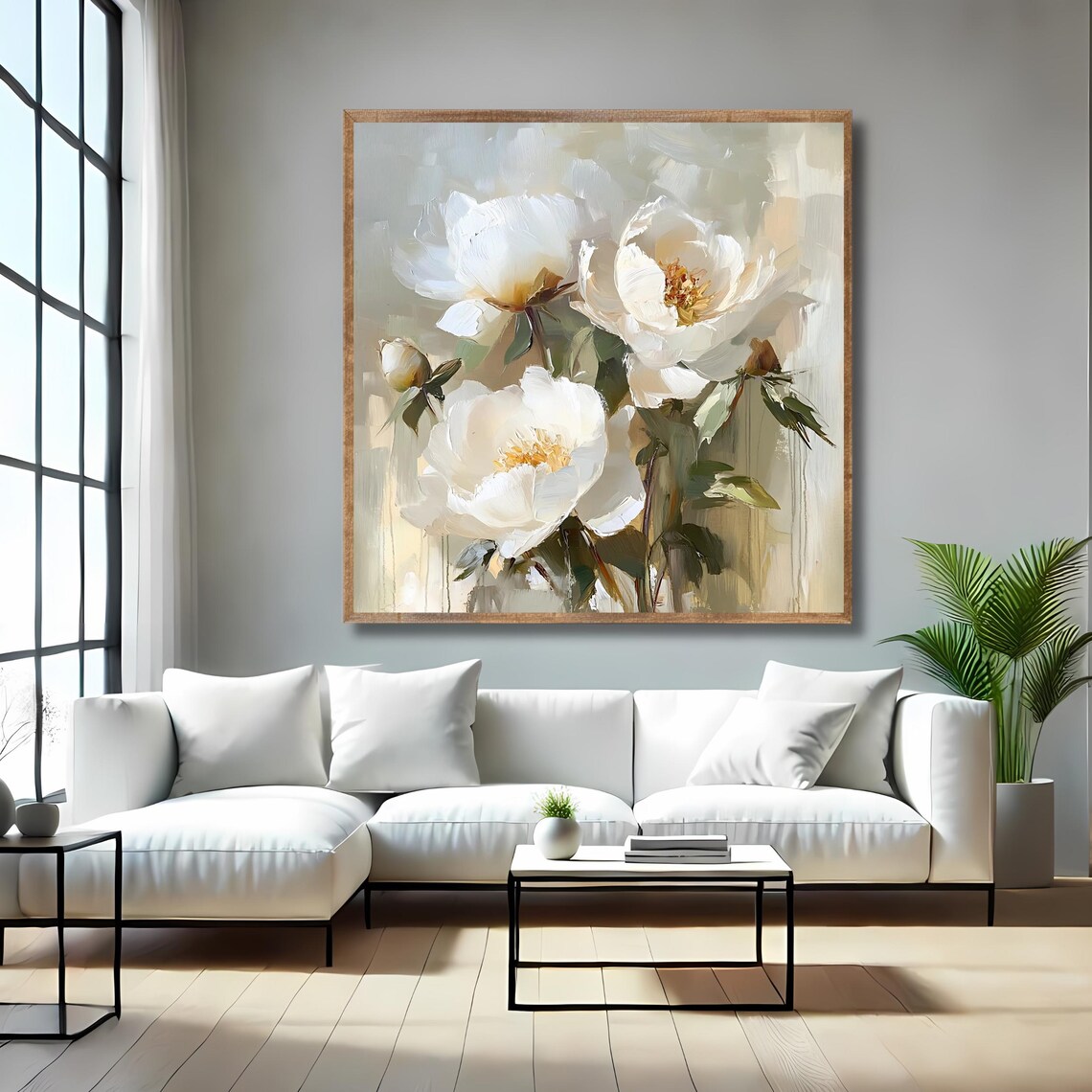 Vintage White Floral Art Print, Rustic Botanical Decor - Image 4