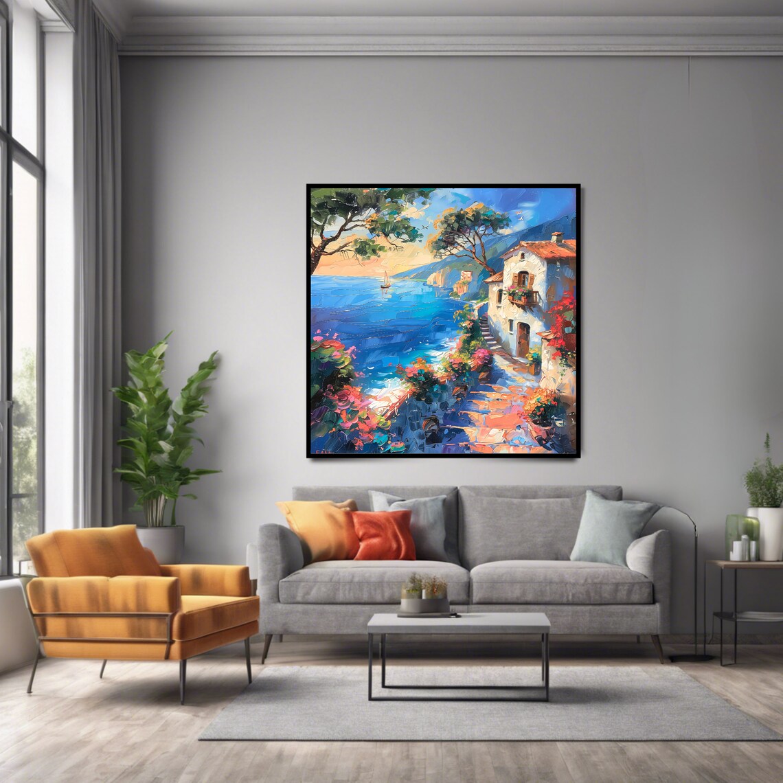 Scenic Coastal Mediterranean Art Print, Home Decor - Image 2