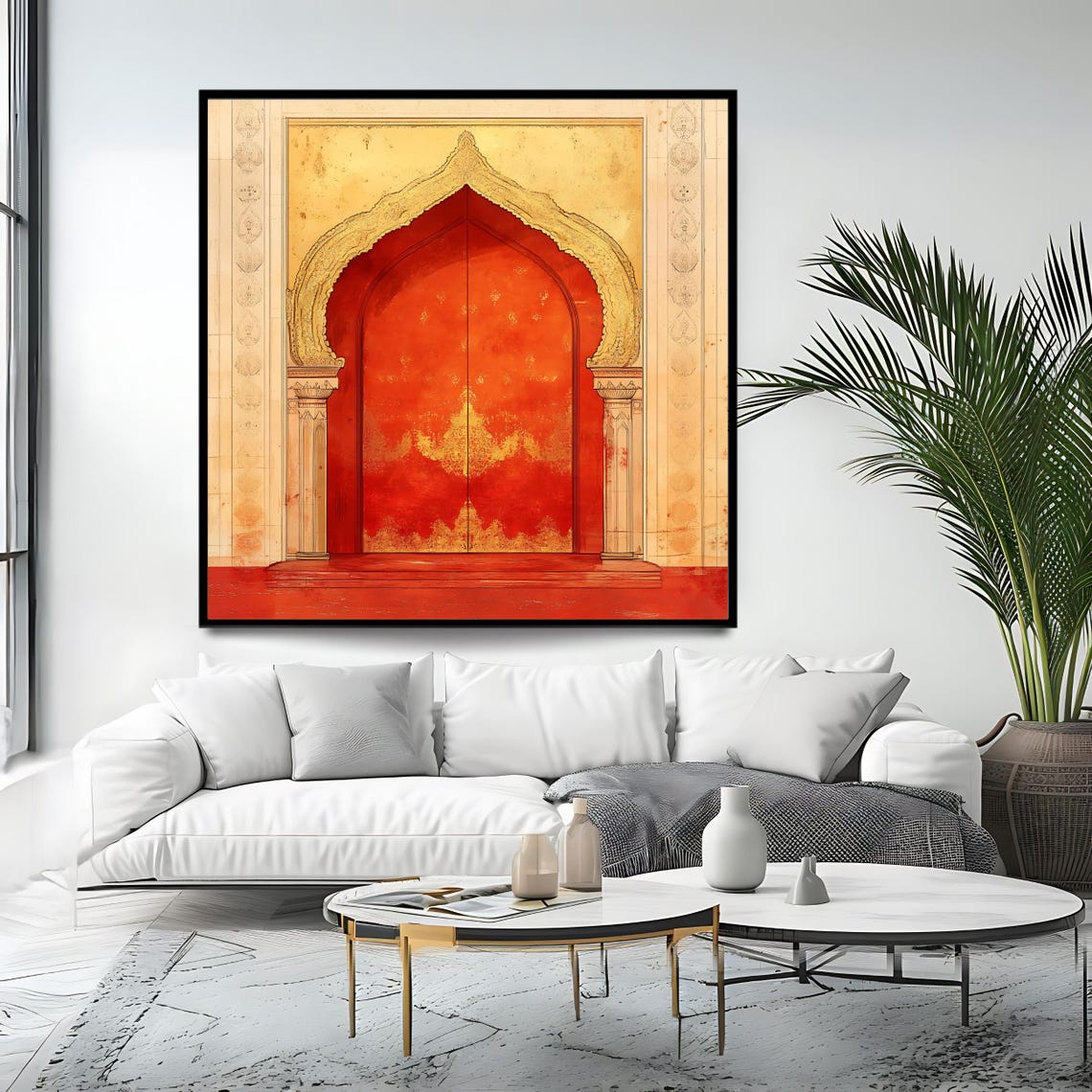 Moroccan Golden Red Archway Moorish Door Elegant Boho Wall Art Print - Image 4
