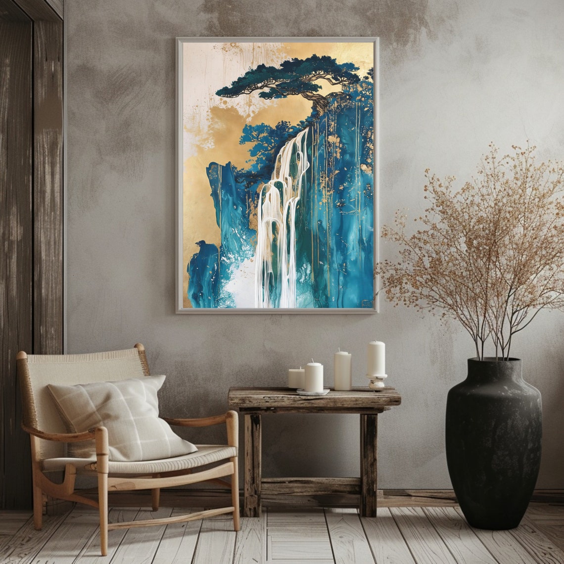 Serene Waterfall Wall Art Print Nature Poster Wall Art - Image 2