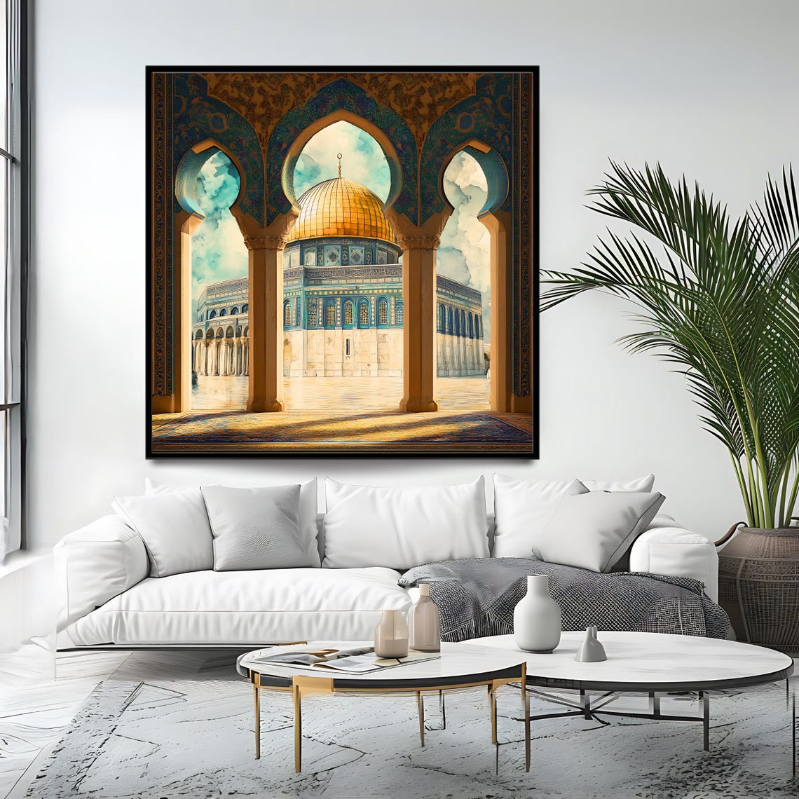 Masjid Al Aqsa Golden Dome Framed By Islamic Arches Jerusalem Poster - Image 4