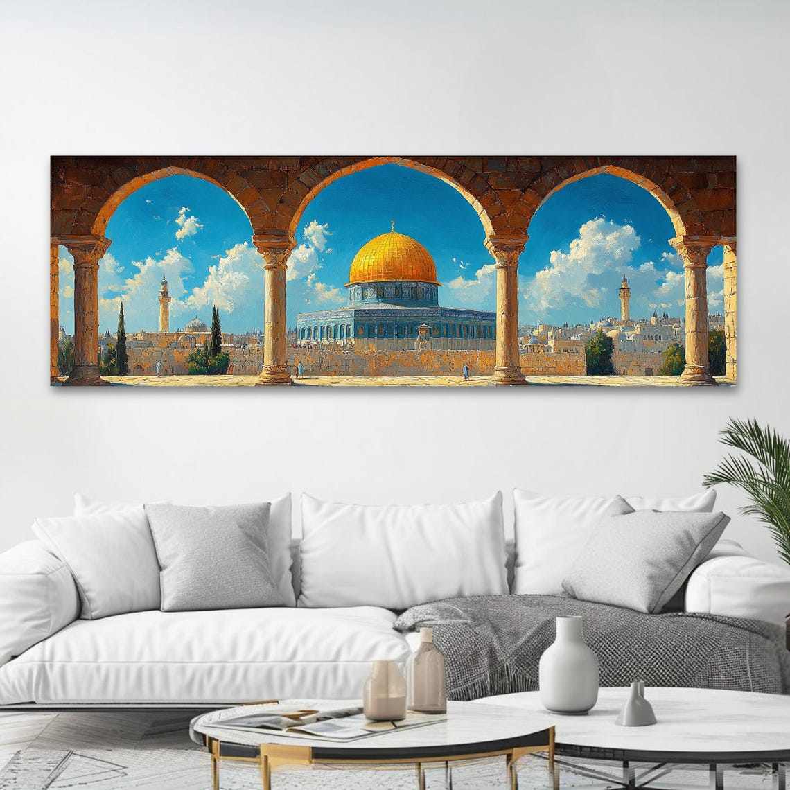 Masjid Al Aqsa Wall Art Long Horizontal Narrow Print Islamic Architecture Artwork For Above Couch Or Bed - Image 4