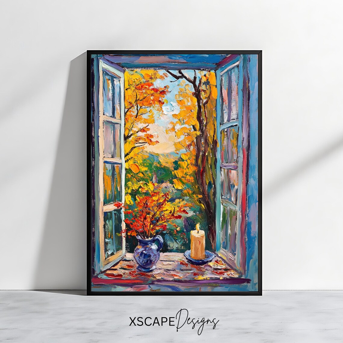 Autumn Window View, Cozy Nature-Inspired Decor