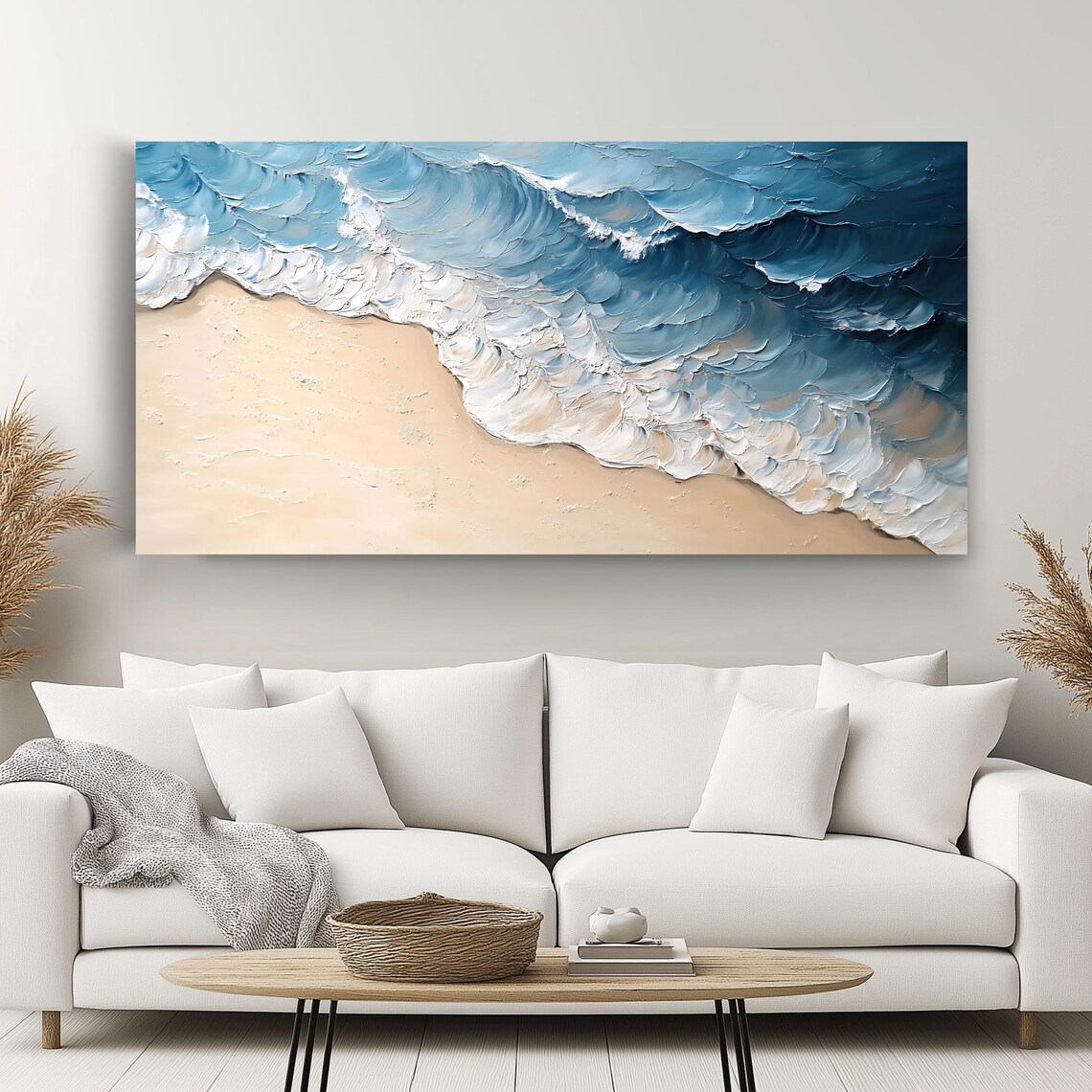 Ocean Waves, Serene Beach Artwork For Couch - Image 2