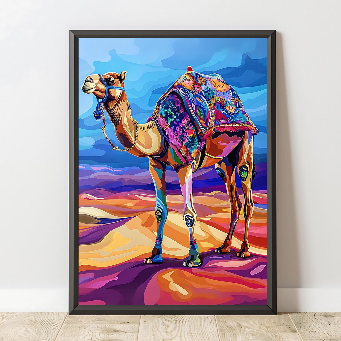 Colorful Camel Artwork, Desert Boho Travel Decor - Image 3