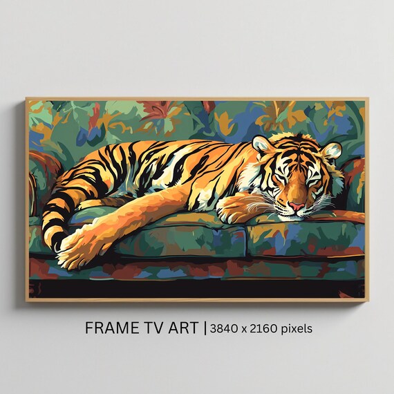 Sleeping Tiger on Couch Pop Art Bold Jungle Big Cat Fun Wall Poster