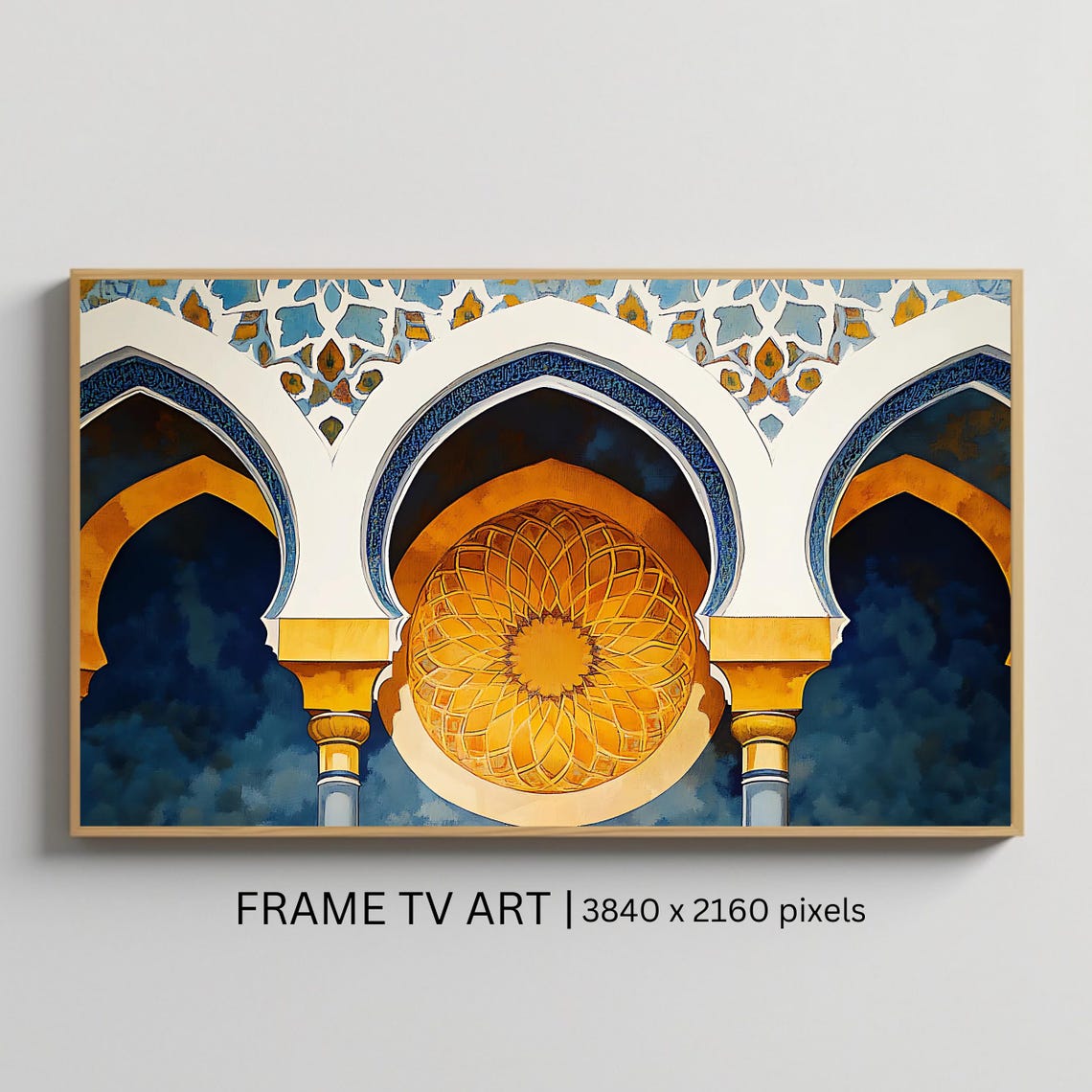 Islamic Arches With Golden Geometric Rose Window Mosque Art Poster