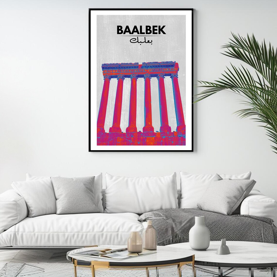 Baalbek Roman Ruins Pop Art Neon Ancient Lebanon Travel Poster - Image 4