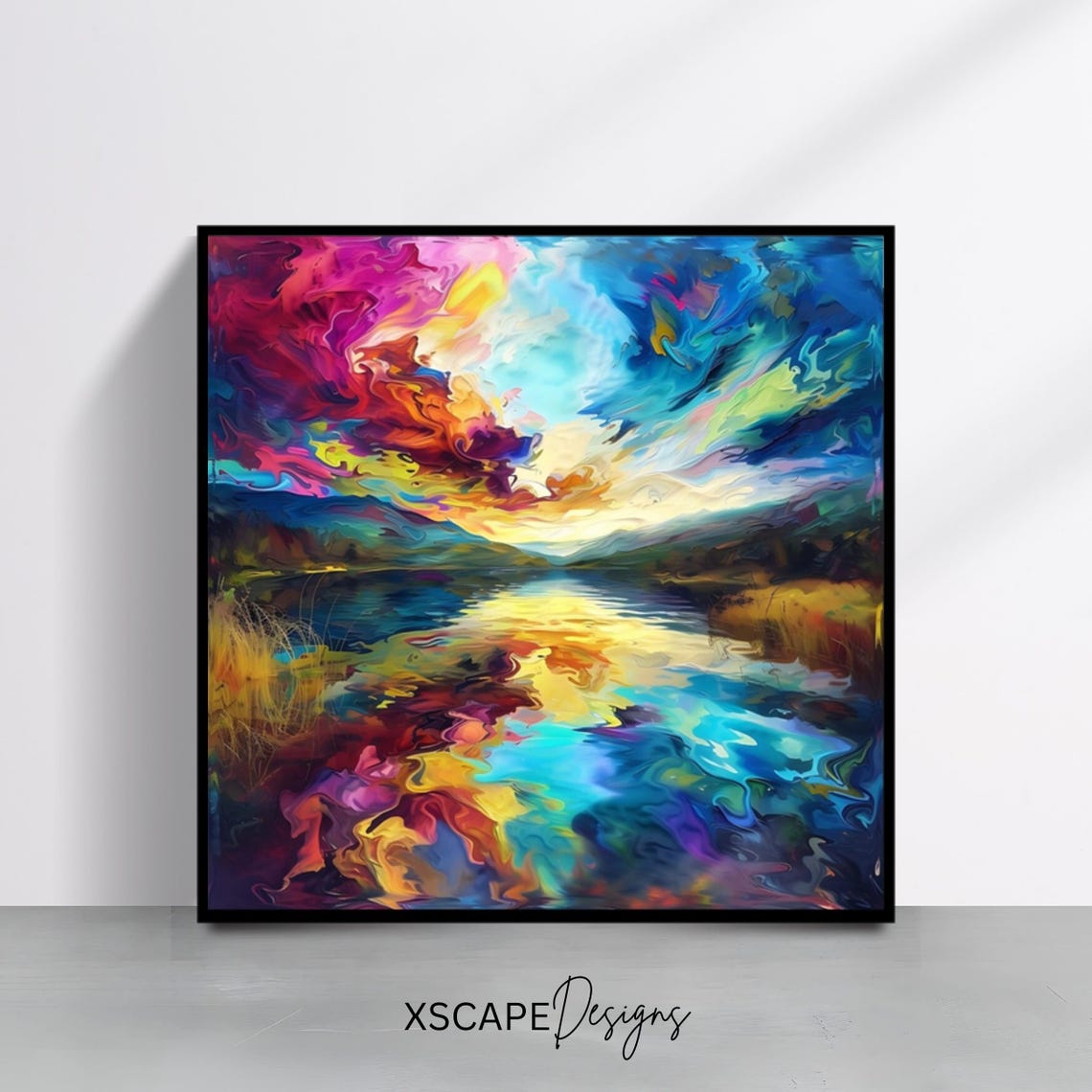 Nature Lake Reflection Wall Art Print Serene Landscape Square Artwork Poster