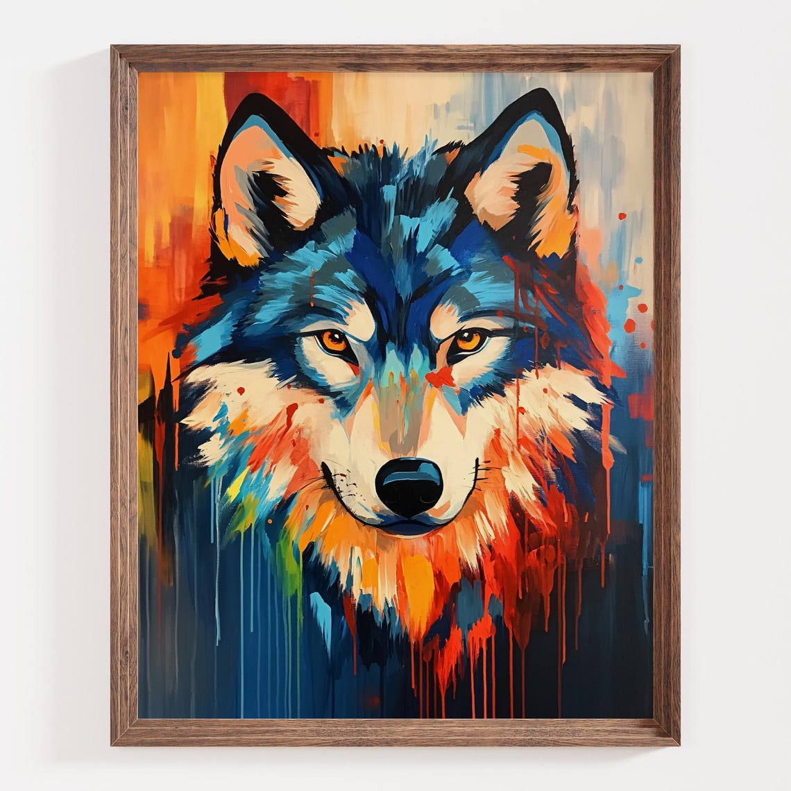 Colorful Wolf Wall Art Abstract Animal Painting Vibrant Wolf Artwork Modern Wildlife Print Bold Home Decor Boho Tribal Wolf Poster - Image 4