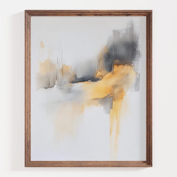 Abstract Art Print Modern Minimalist Wall Decor Yellow And Gray Painting Contemporary Home Decor Neutral Tones Living Room Art Zen Art