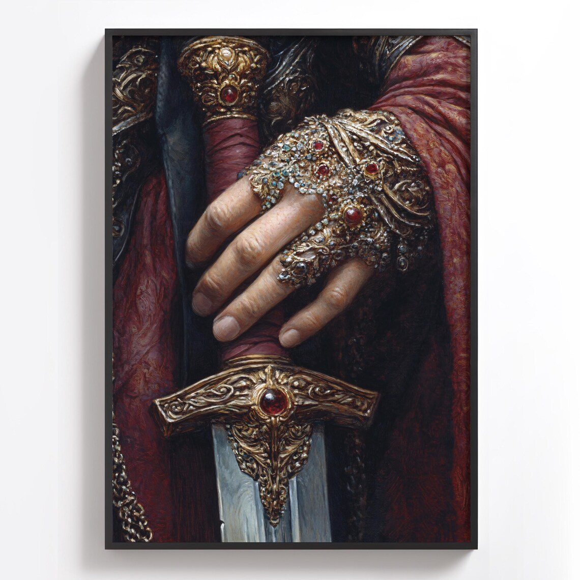 Fantasy Sword Art Print, Medieval Knight Armor Decor - Image 2