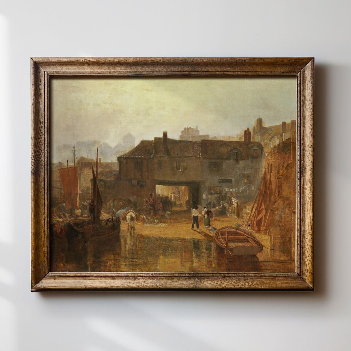 Romantic Harbor Scene with Fishing Boats at Sunrise Classic Poster - Image 4