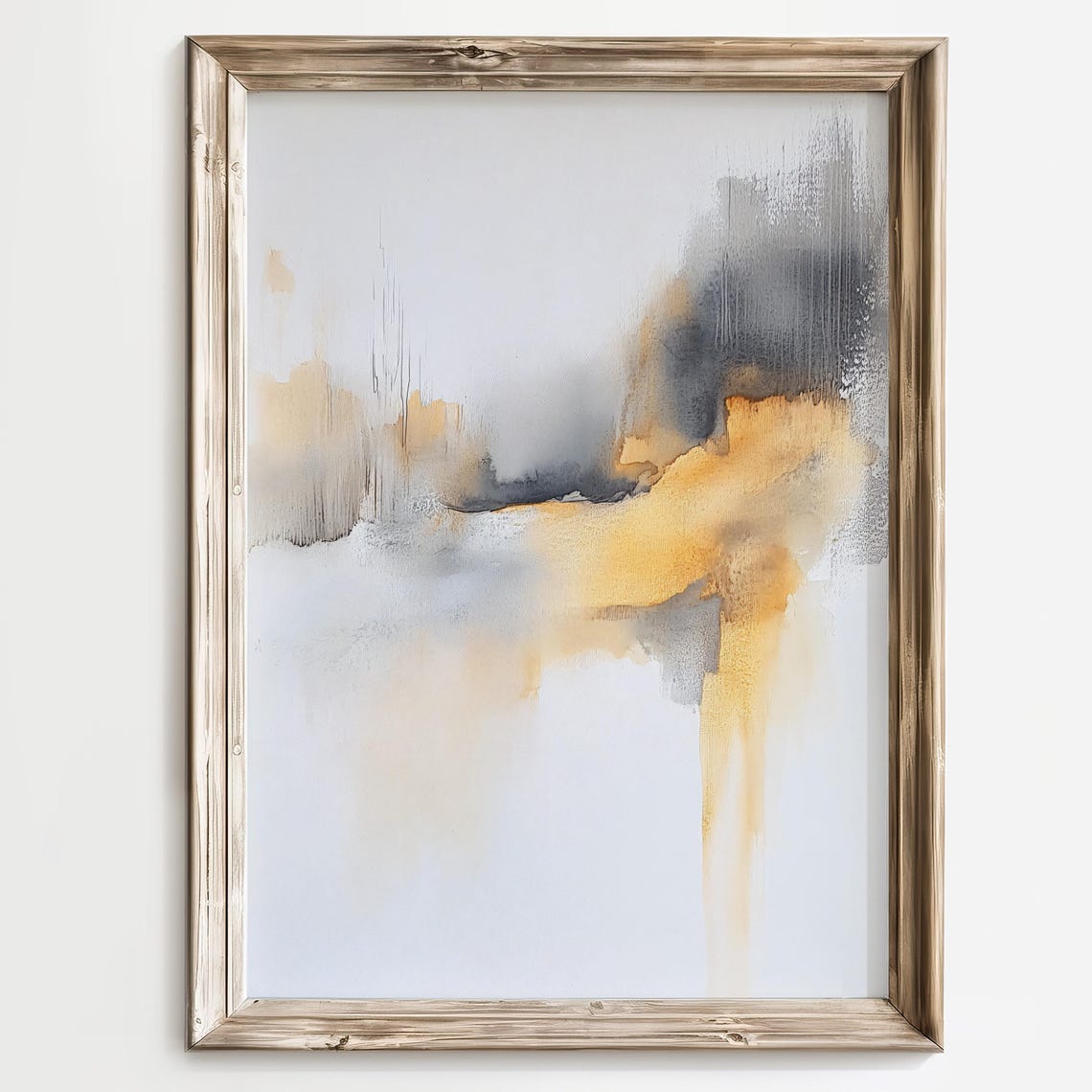 Minimalist Yellow And Gray Abstract Watercolor Zen Decor Print - Image 3