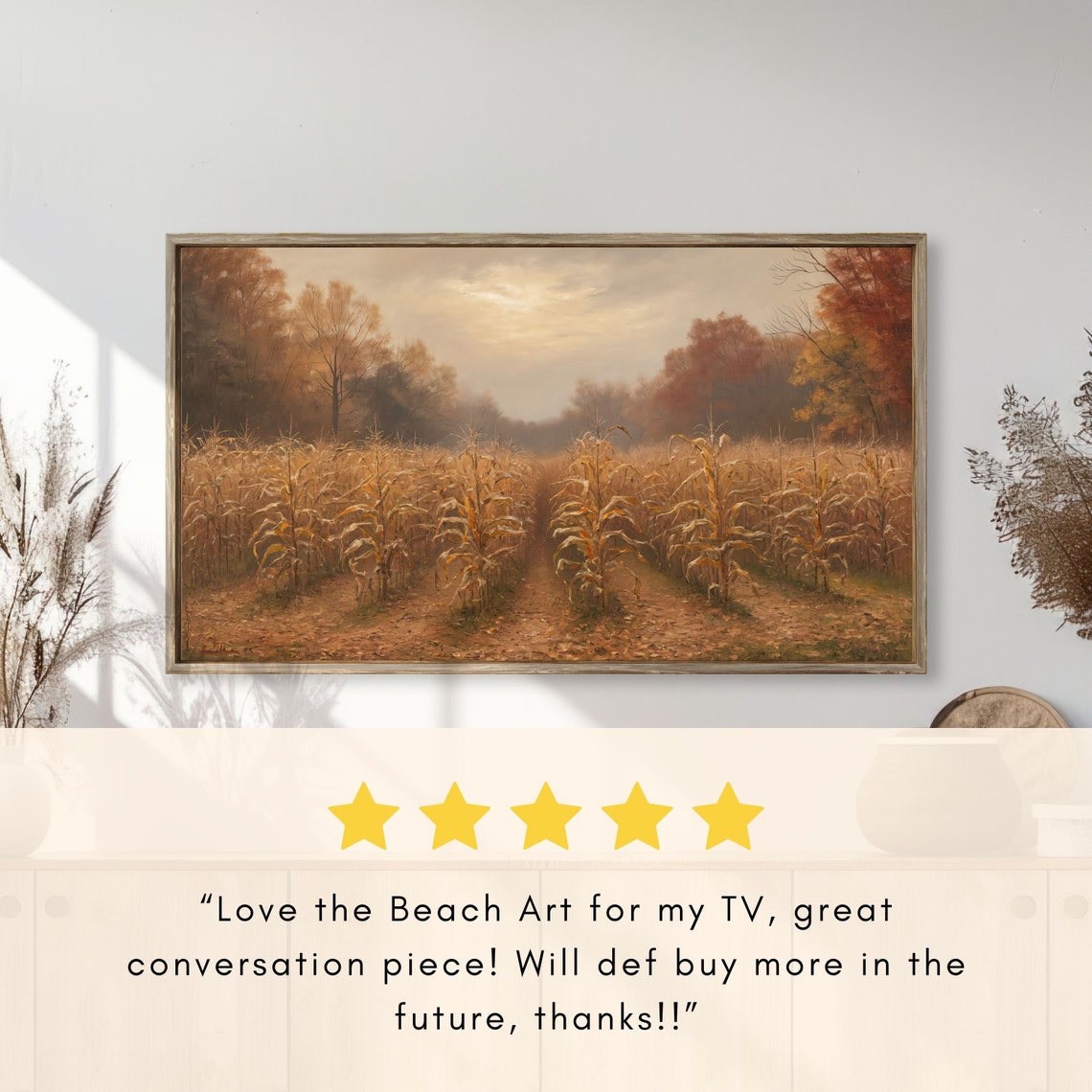 Autumn Cornfield Rows at Dawn Vibrant Fall Foliage Trees Poster - Image 2