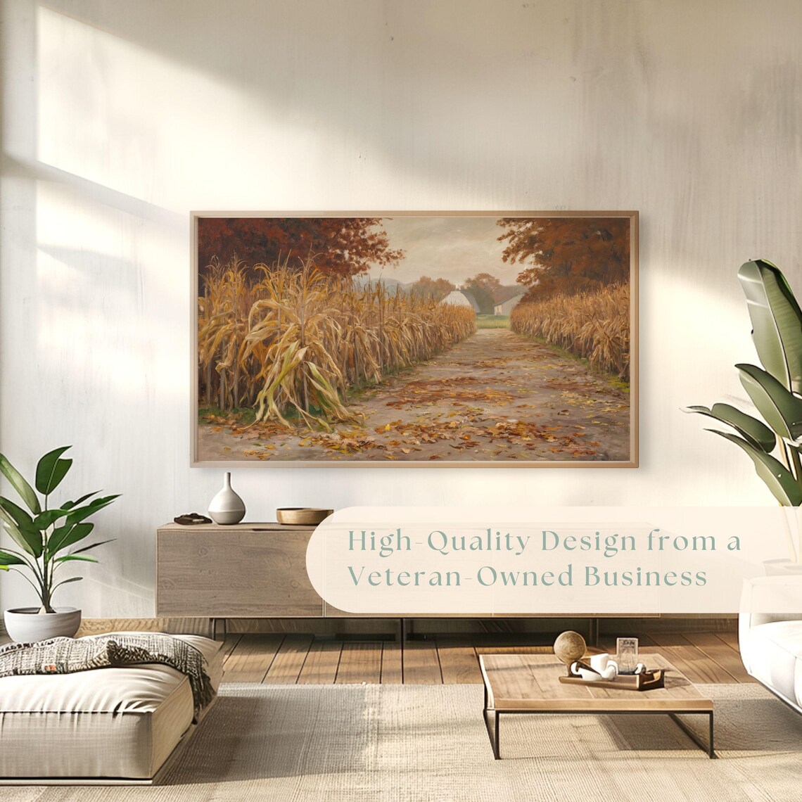 Corn Stalks Lining Rural Path to Farmhouse Autumn Harvest Poster - Image 4