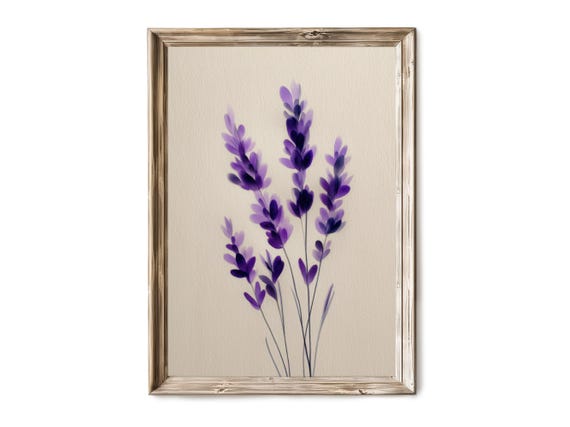 Lavender Botanical Print Wall Art Minimalist Floral Illustration Soft Purple Flower Decor Vintage Plant Artwork 20