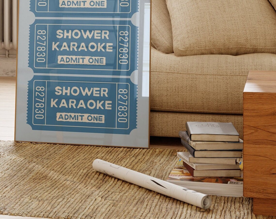 Shower Karaoke Ticket Retro Bathroom Humor Poster - Image 3