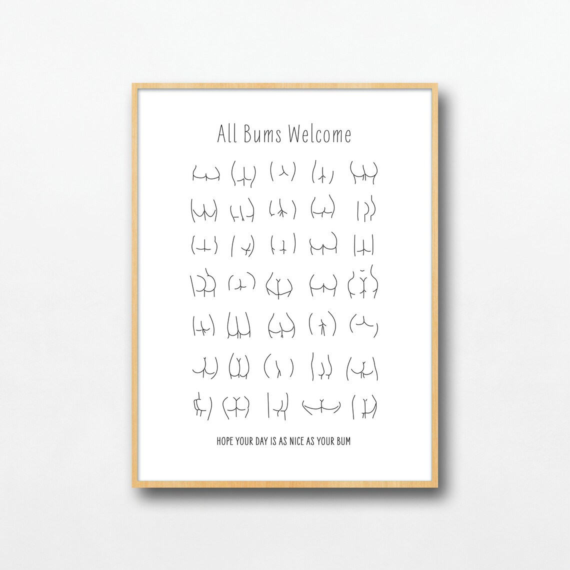 All Bums Welcome Bathroom Sign, Cute Collage Art Print - Image 2