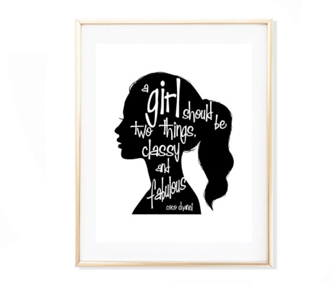 Coco Chanel Classy And Fabulous Quote Silhouette Fashion Poster