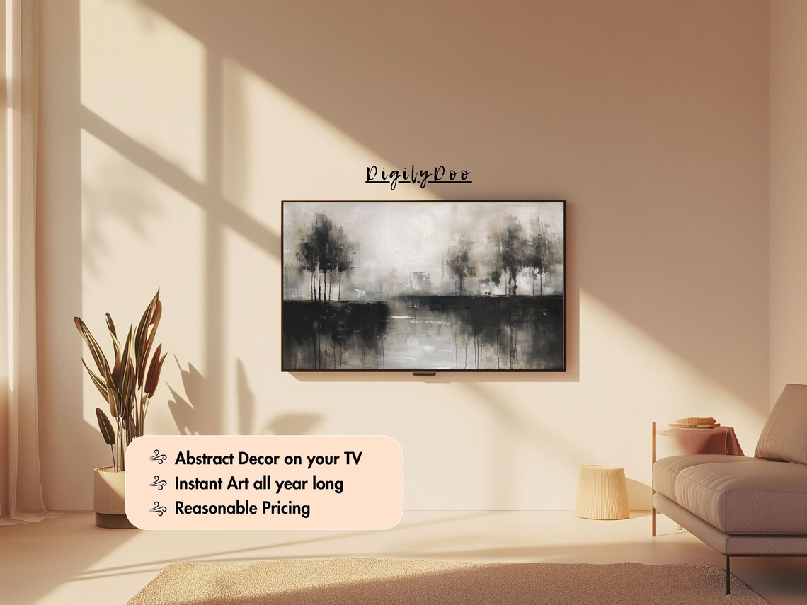 Sombre Black Trees Abstract Minimalist Art Print - Image 3