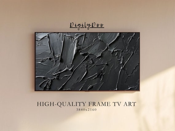 Wabi Sabi Frame Tv Art Minimalist Dark Monochrom Painting Neutral Tv Artwork Abstract Modern Decor Contemporary