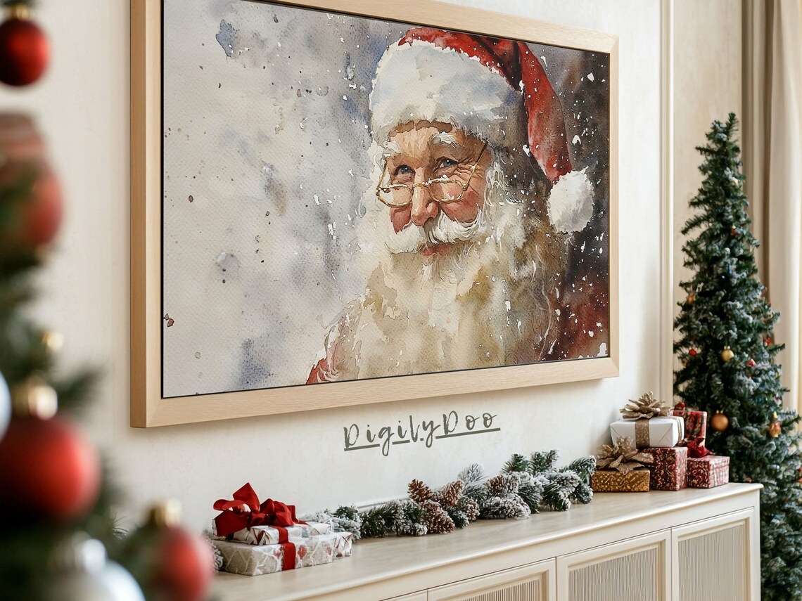 Christmas Rustic Santa Claus Art Print, Vintage - Image 3