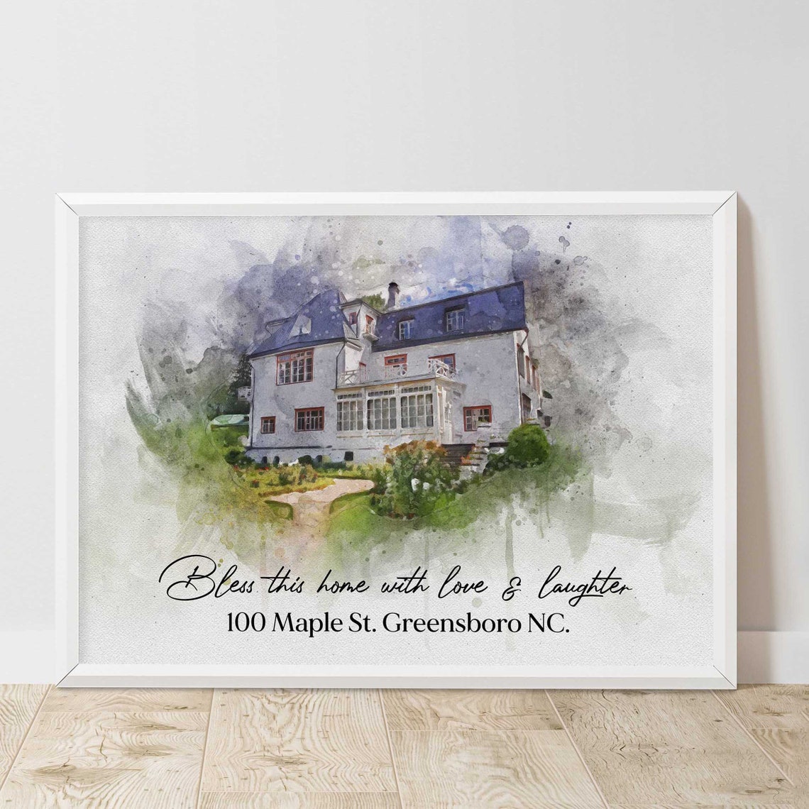 Personalized Watercolor House Portrait Home Address Keepsake Poster