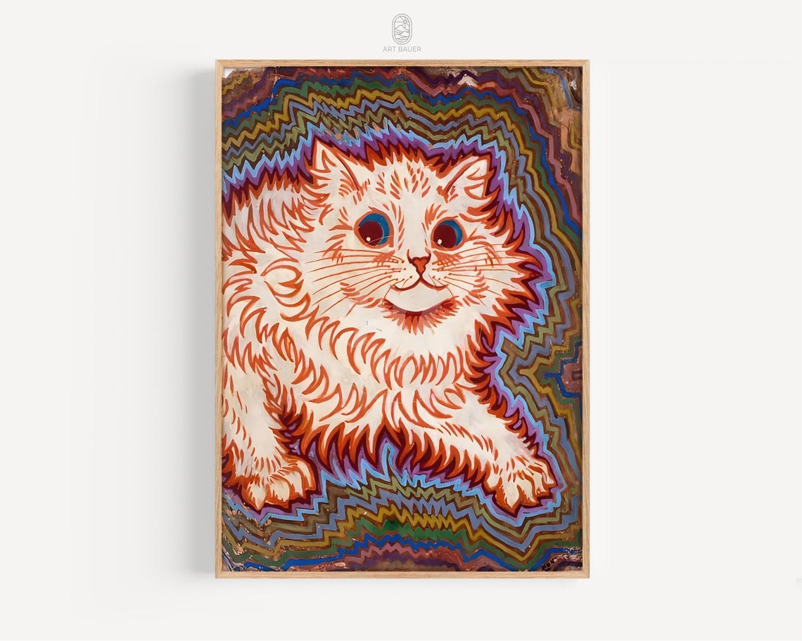 Louis Wain Kaleidoscope Cat Psychedelic Fluffy Feline Vintage Poster - Image 3