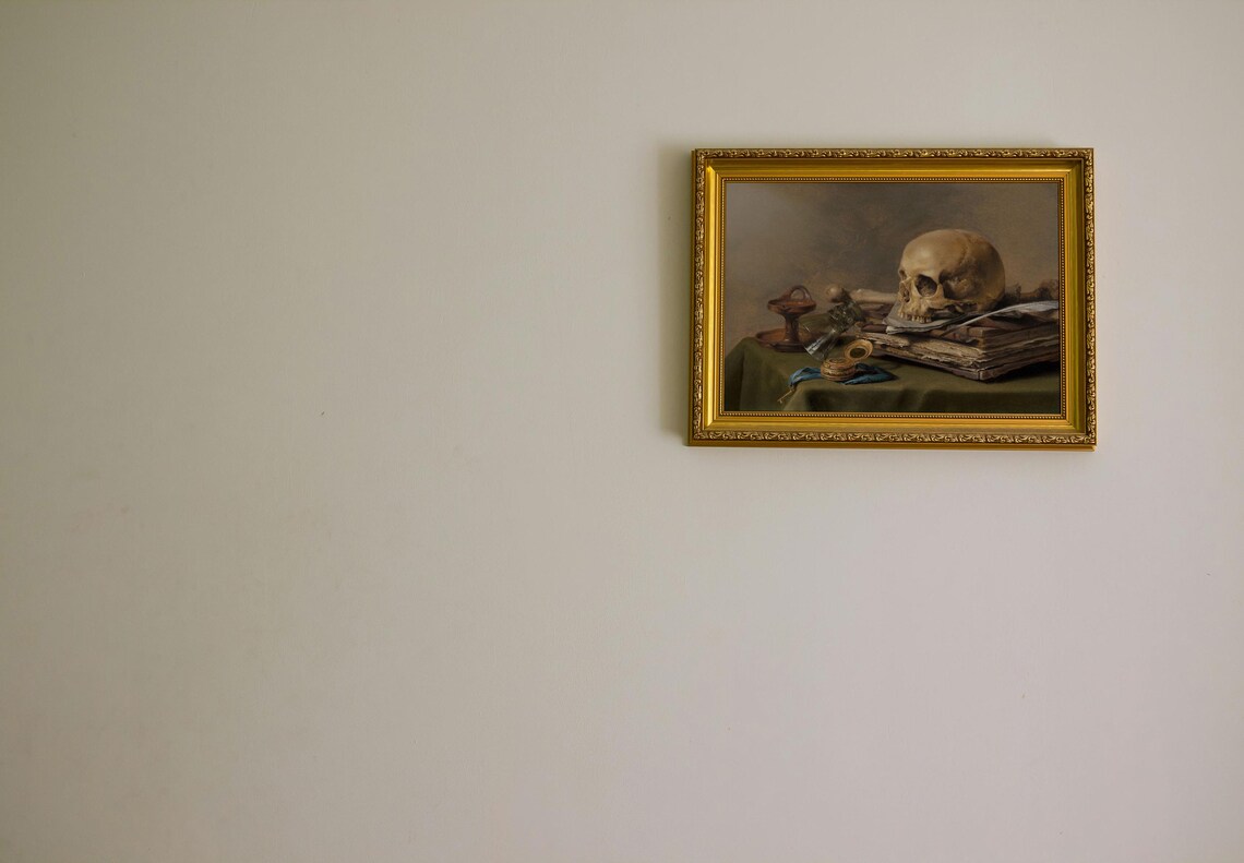 Pieter Claesz 1630 Vanitas Still Life Skull Books Dutch Master Art Print - Image 4