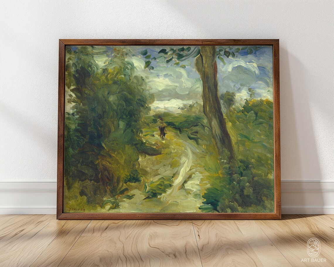 Renoir Landscape Between Storms Wooded Path Moody Green Woodland Print