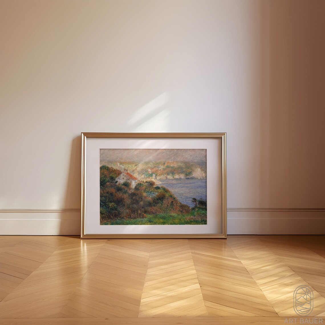 Renoir Fog On Guernsey White House Red Roof Misty Cliff Sea Print - Image 2