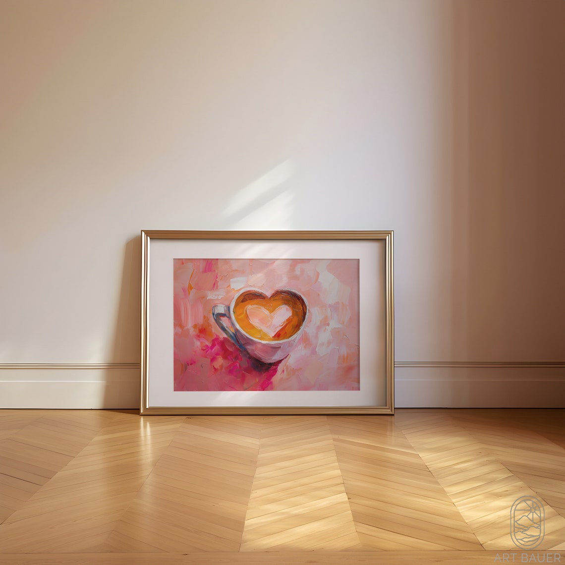 Pink Coffee Cup Heart Latte Art Soft Romantic Kitchen Wall Poster - Image 4
