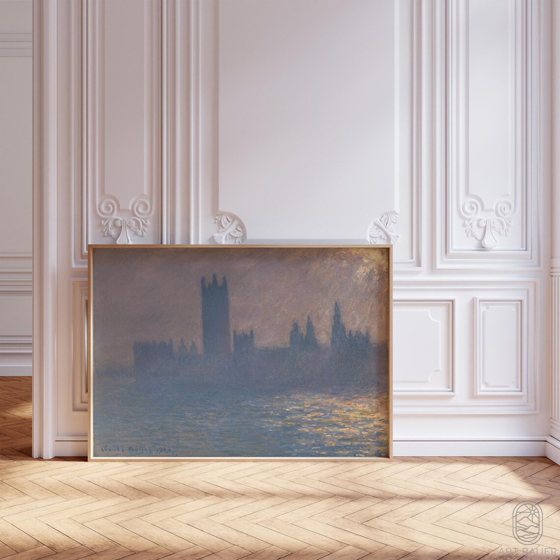 Claude Monet Houses of Parliament 1903 Misty London Sunset Art Print - Image 5