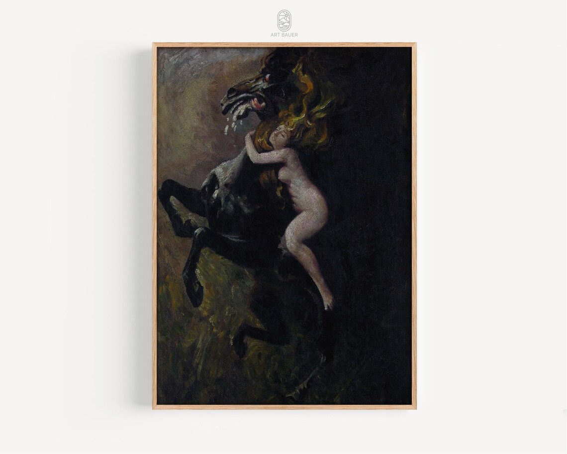 Wladyslaw Podkowinski Frenzy 1894 Rearing Black Horse Dramatic Poster