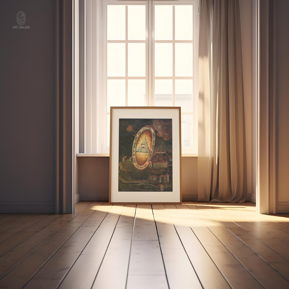 Baindt Abbey 1773 Eye of God Triangle Antique Symbolist Painting Print - Image 2