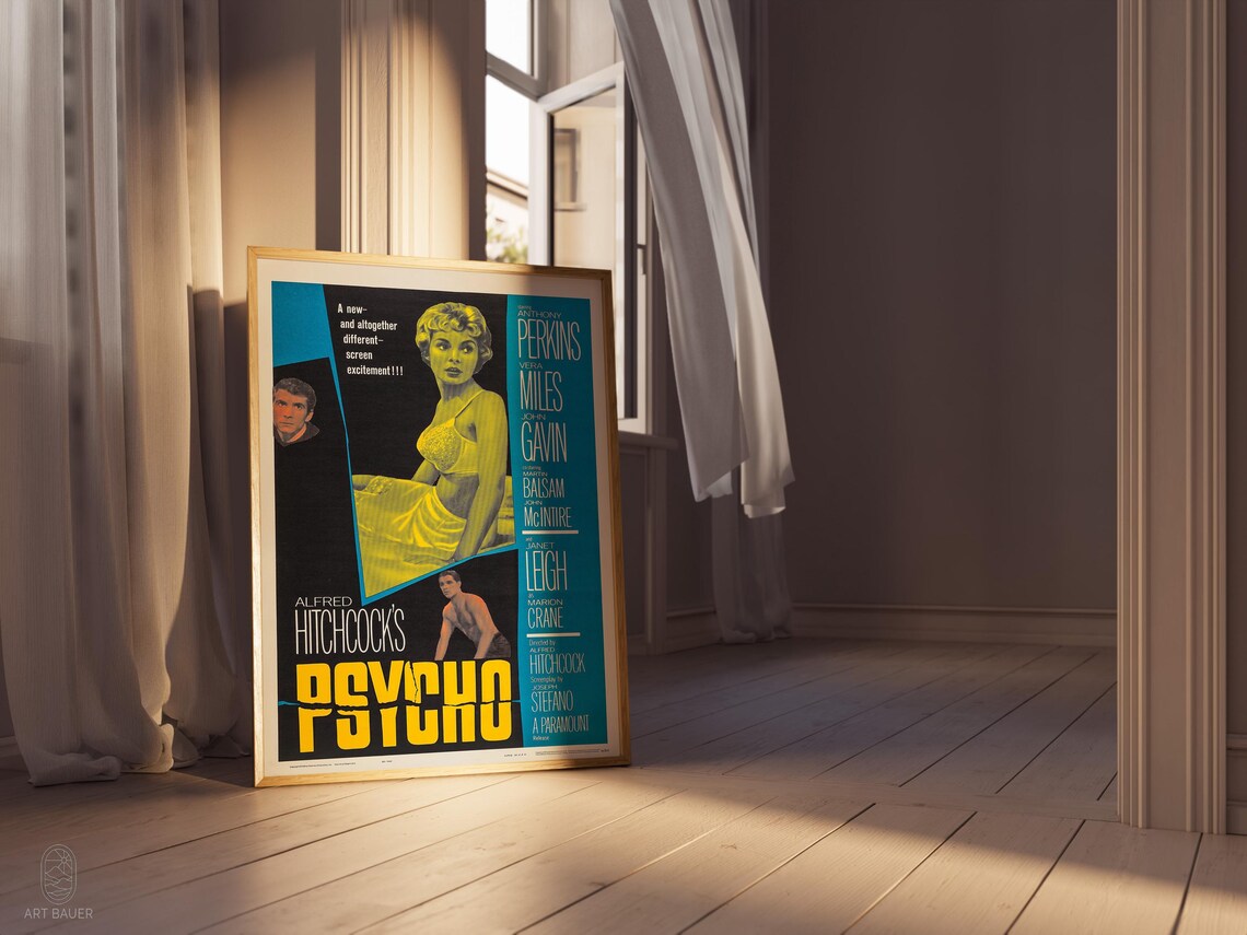 Psycho 1960 Alfred Hitchcock Classic Horror Film Vintage Movie Poster - Image 3