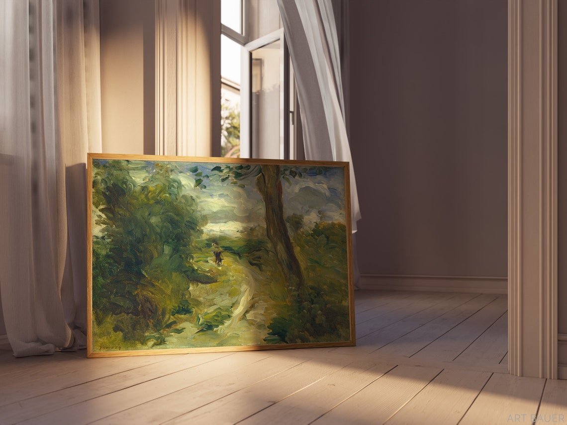 Renoir Landscape Between Storms Wooded Path Moody Green Woodland Print - Image 2